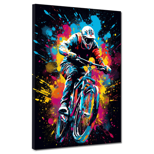 Wandbild Pop Art Mountainbike Crossbike Rennen