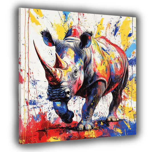 Wandbild Pop Art Nashorn bunt kraftvoll modern