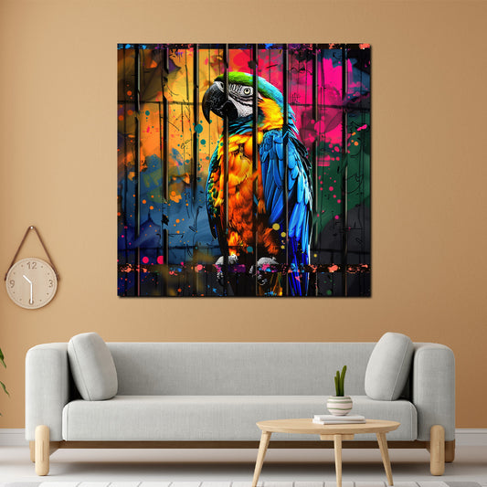 Wandbild Pop Art Papagei bunt modern