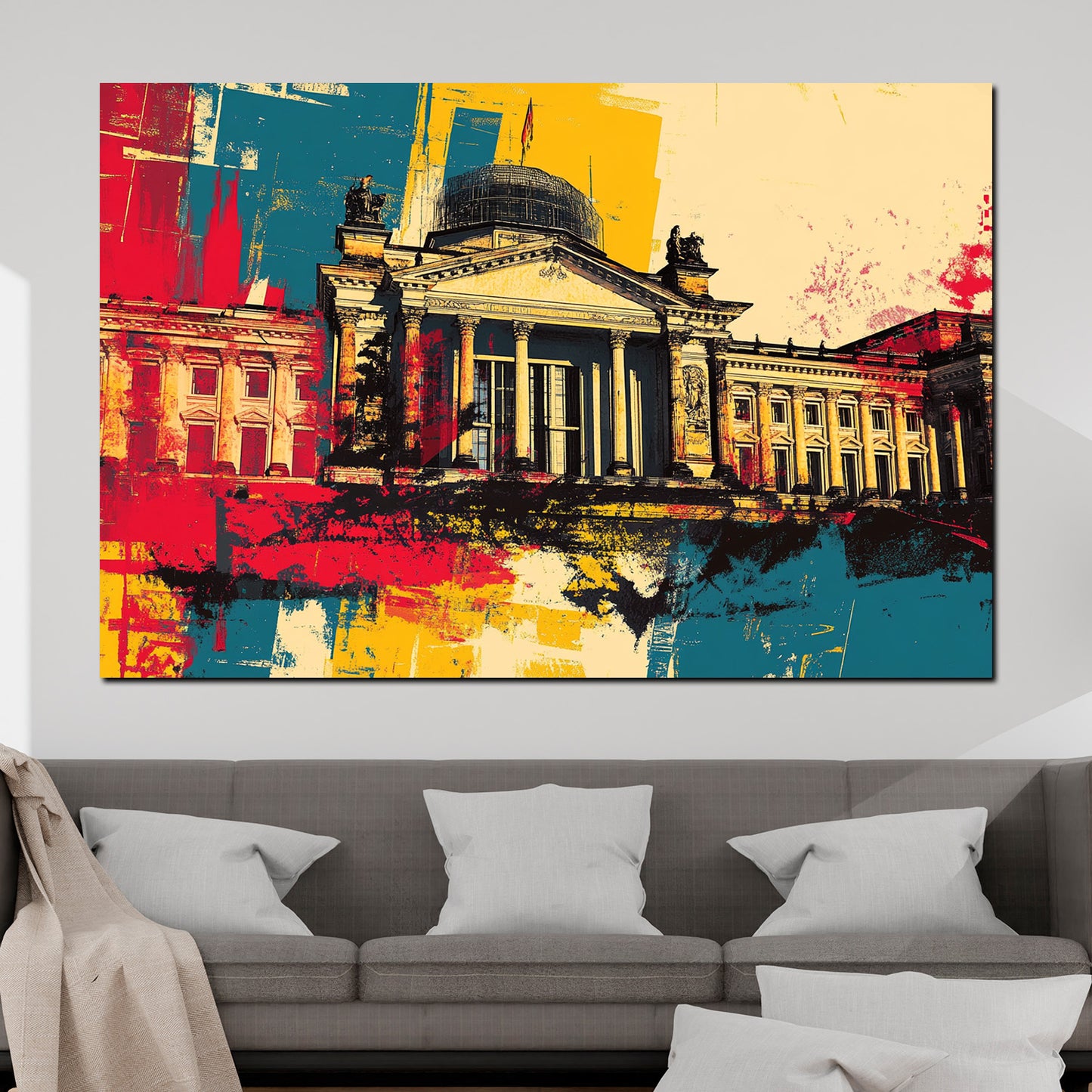 Wandbild Pop Art Reichstag Berlin Architektur bunt