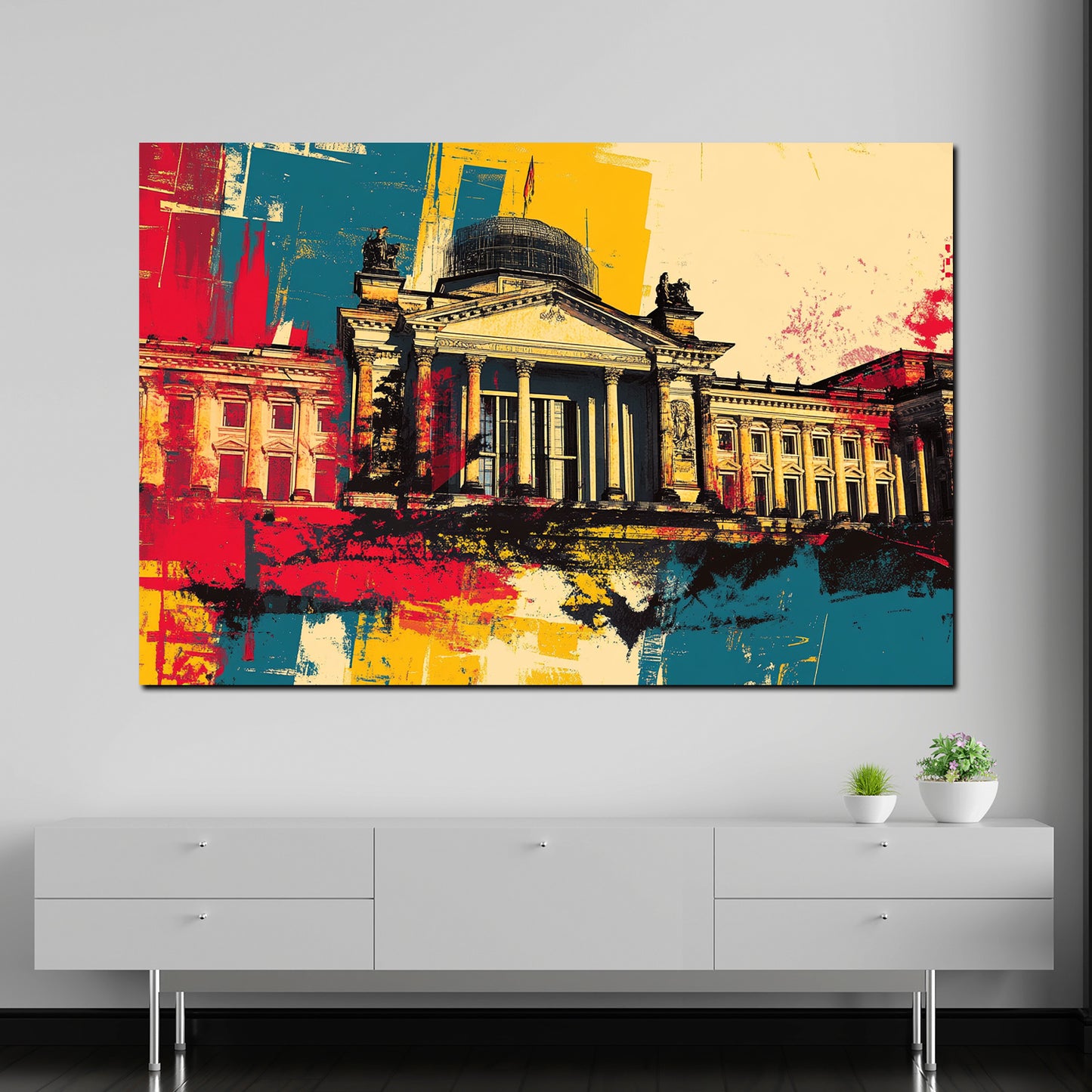 Wandbild Pop Art Reichstag Berlin Architektur bunt