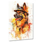 Wandbild Pop Art Schäferhund mit Hut farbenfroh