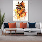 Wandbild Pop Art Schäferhund mit Hut farbenfroh