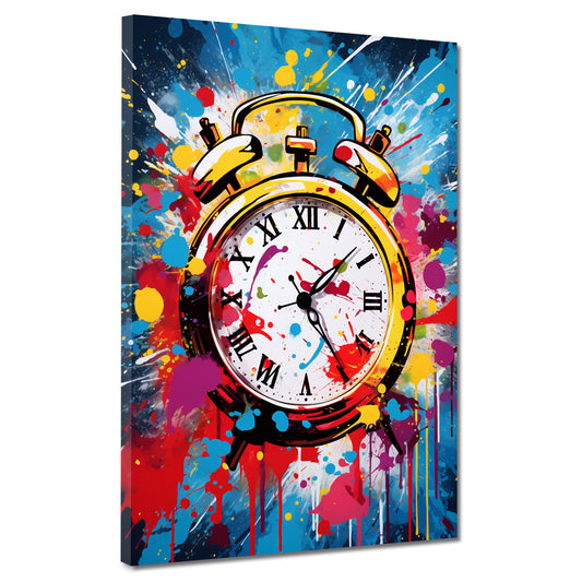 Wandbild Pop Art Wecker Uhr Colour Splash