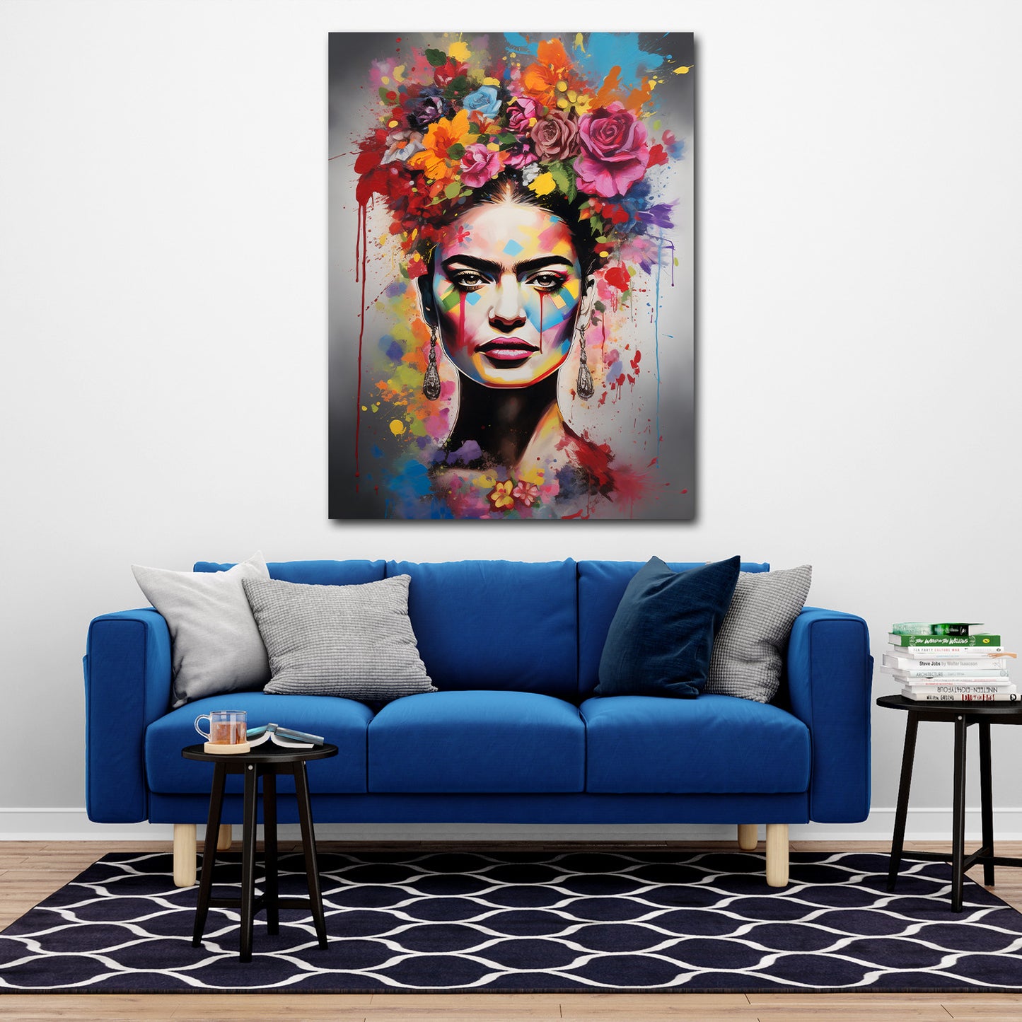 Wandbild Pop Art abstrakt Frida mit Blumenkranz