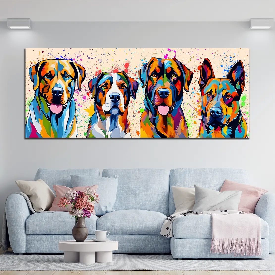 Wandbild Pop Art große Hunde Colour Style