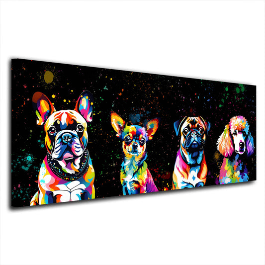 Wandbild Pop Art kleine Hunde Black Style