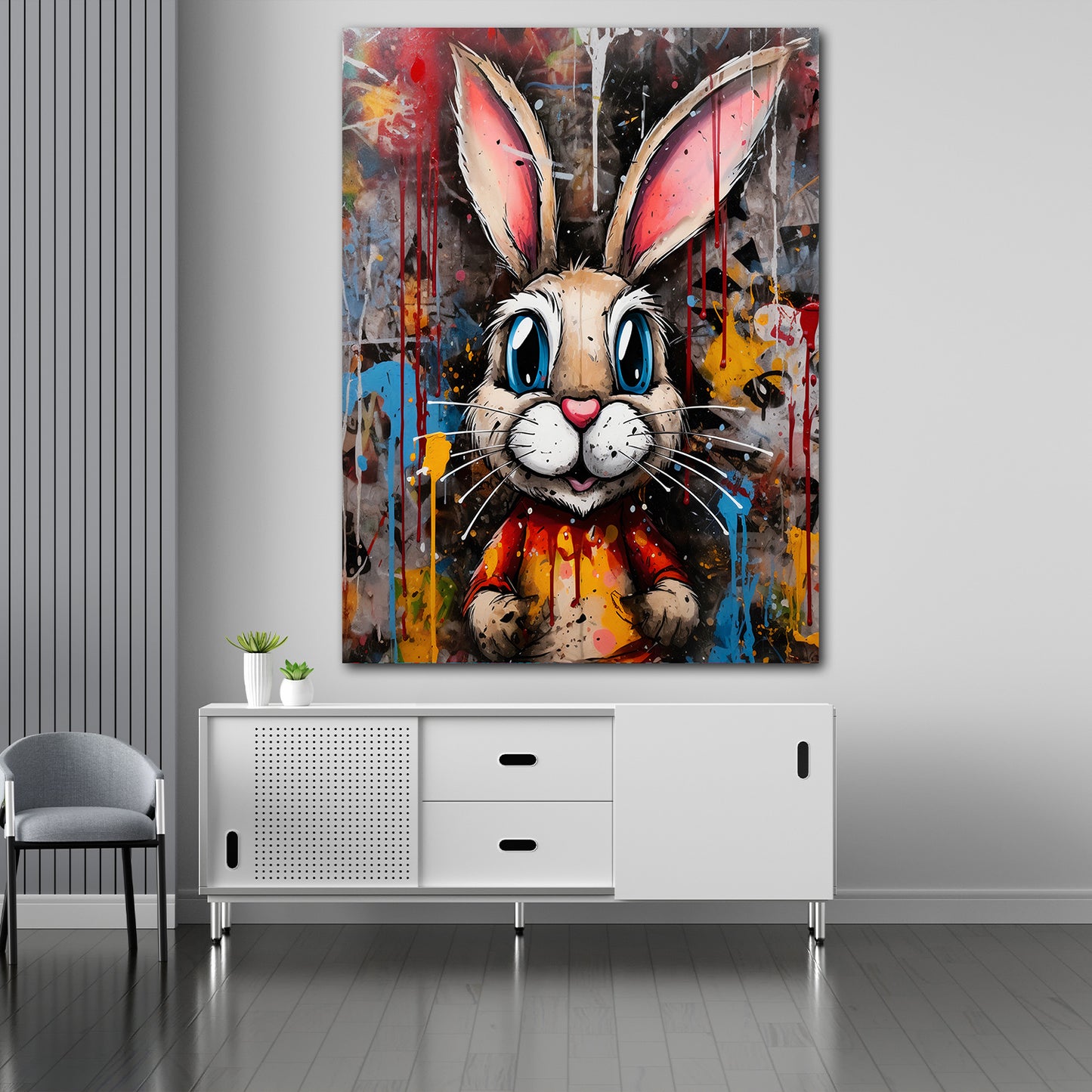 Hase Pop Art Style Comic Wandbild