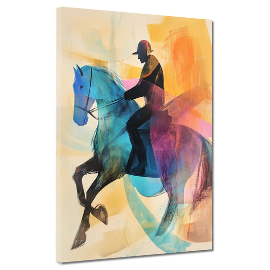 Wandbild Reiter auf Pferd farbenfroh modern