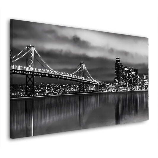 Wandbild San Francisco Bay Bridge, USA, schwarz-weiß