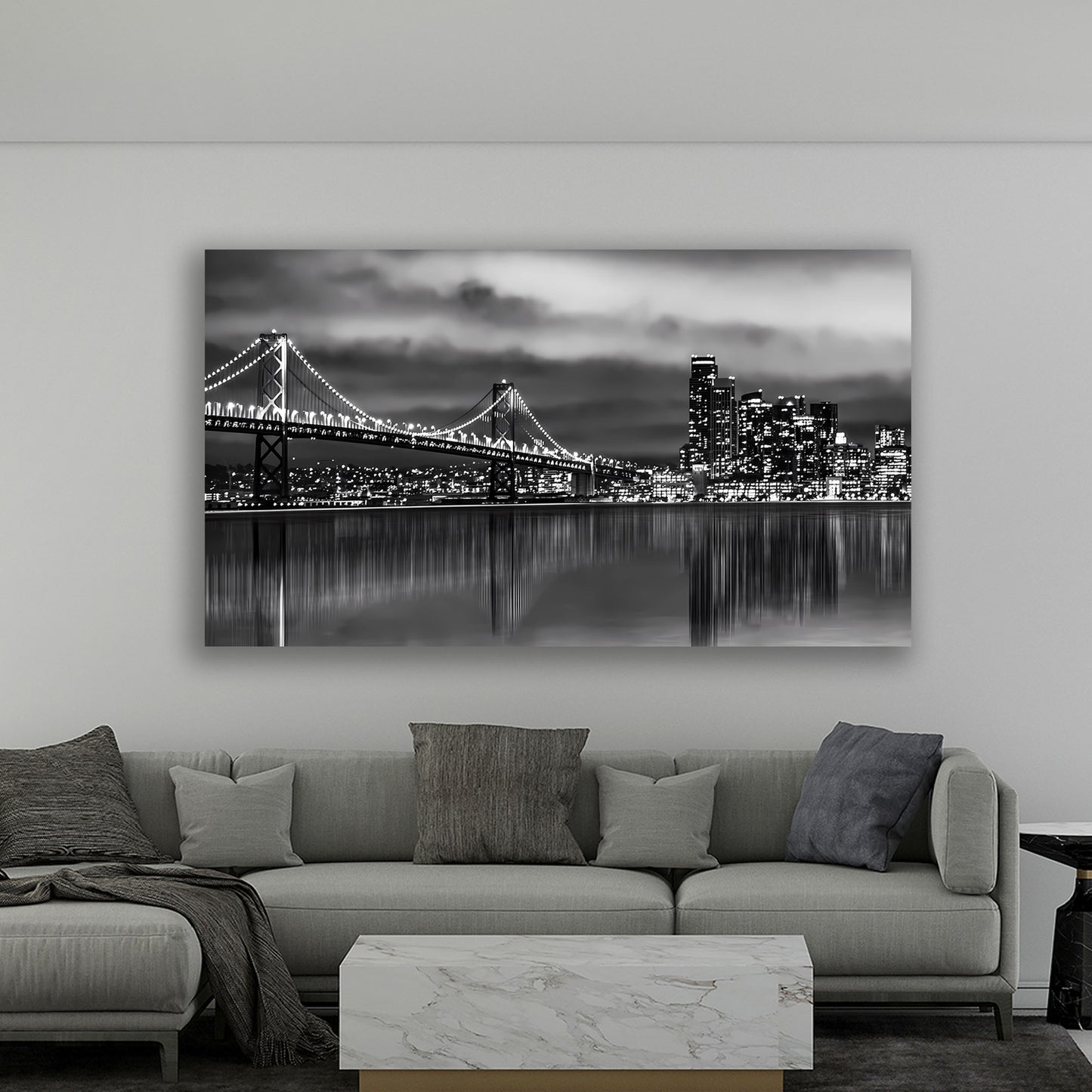 Wandbild San Francisco Bay Bridge, USA, schwarz-weiß