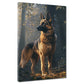 Wandbild Schäferhund im Wald Lichtstimmung