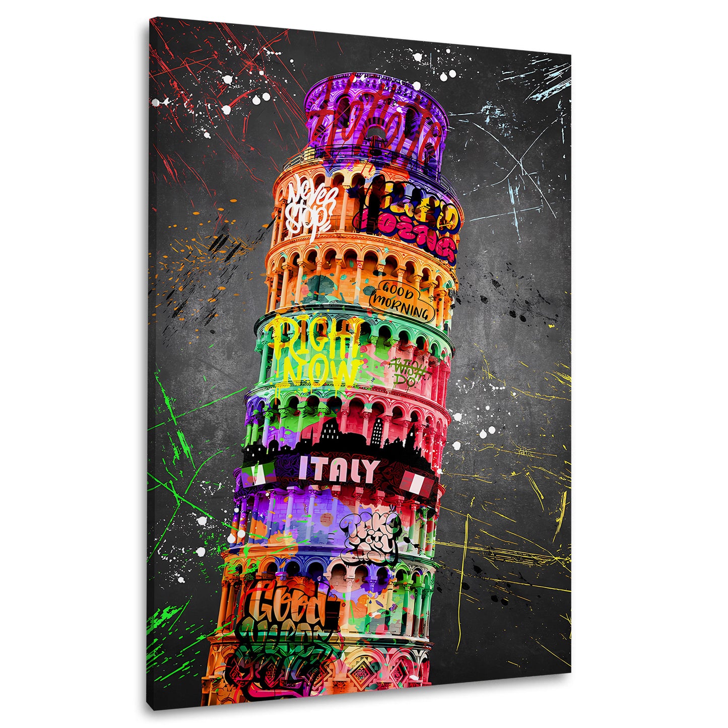 Wandbild schiefer Turm von Pisa Street Art Italien Städteflair