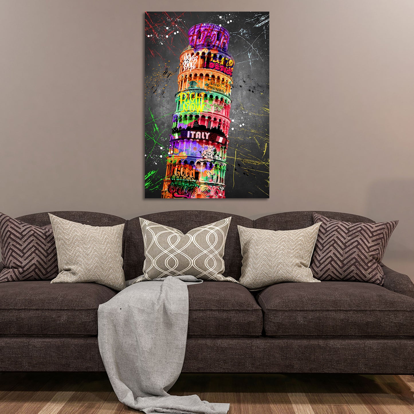 Wandbild schiefer Turm von Pisa Street Art Italien Städteflair