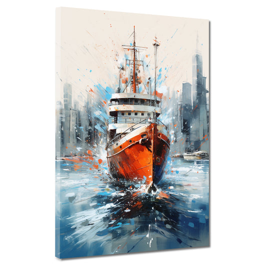 Wandbild Schiff und Skyline