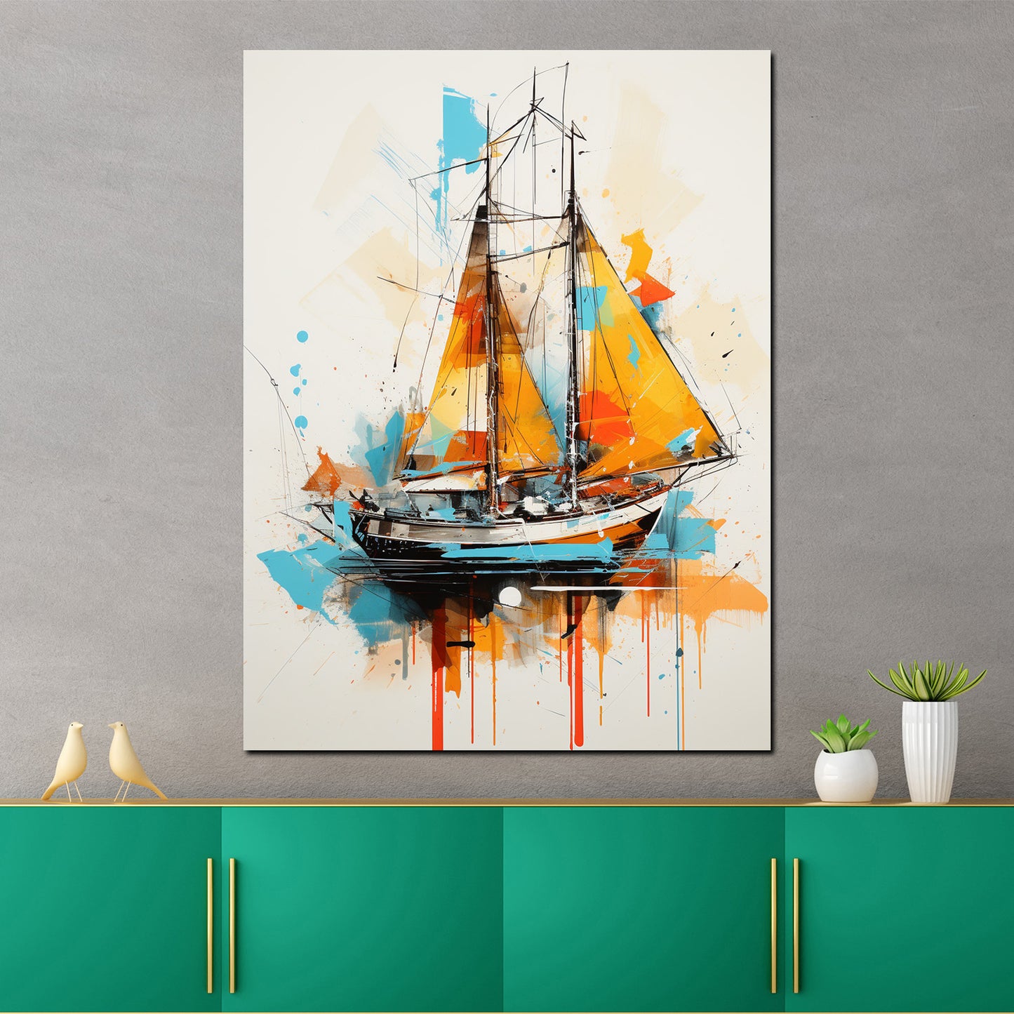 Wandbild Segelschiff Painting Style