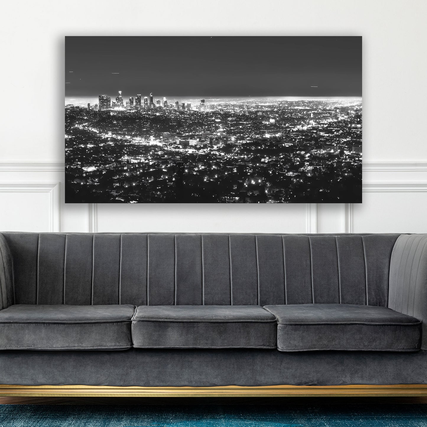 Wandbild Skyline, Los Angeles USA, schwarz weiß