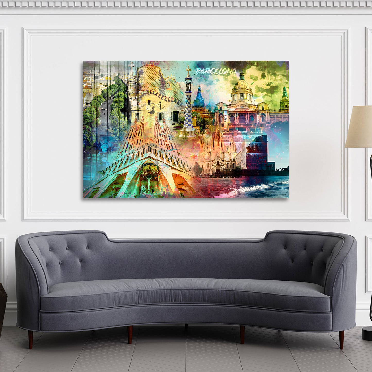 Spanien Barcelona Pop Art Architektur Sehenswürdigkeiten Wandbild