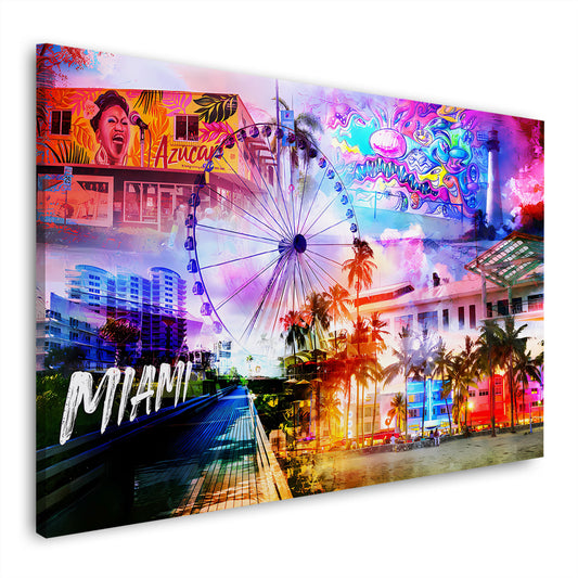 USA Miami Pop Art Palmen Riesenrad Wandbild
