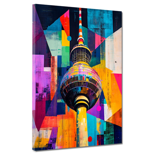 Wandbild Städte Pop Art Berlin Fernsehturm bunt abstrakt