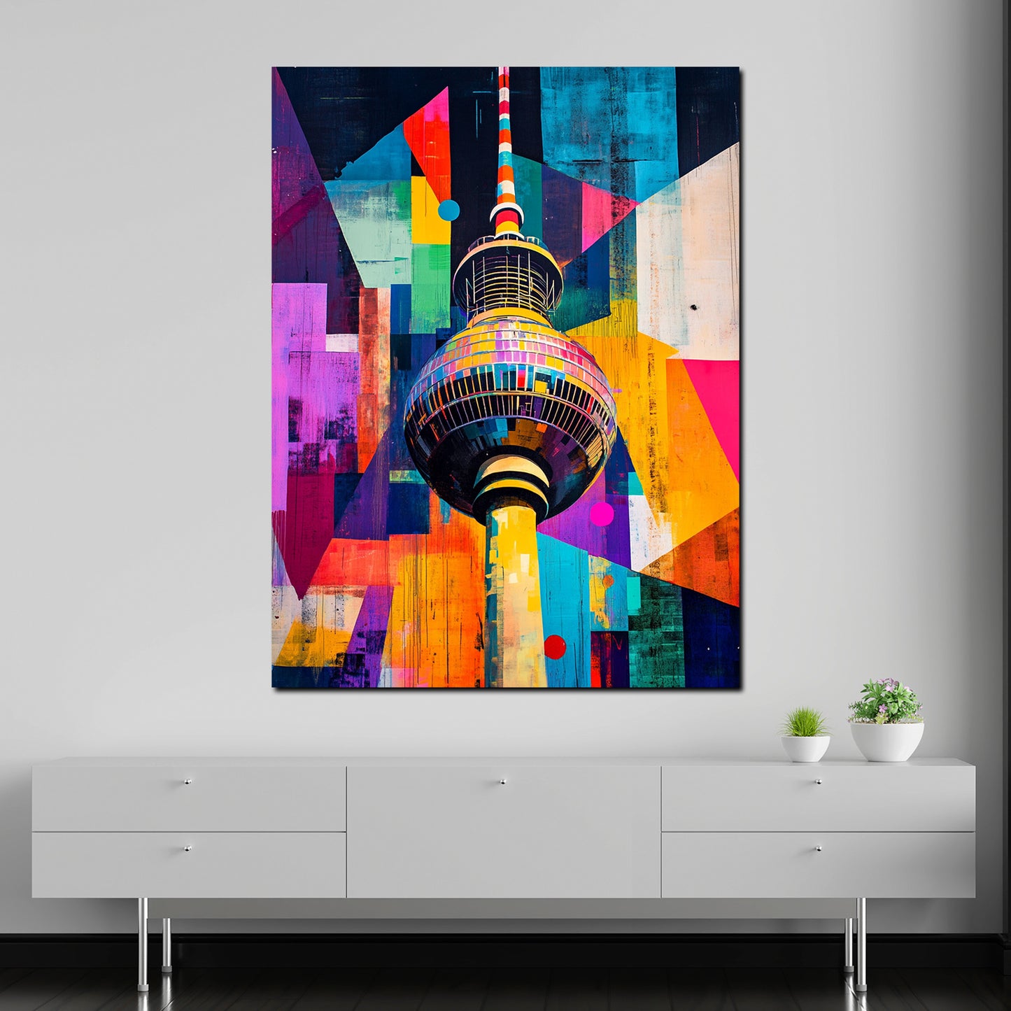 Wandbild Städte Pop Art Berlin Fernsehturm bunt abstrakt