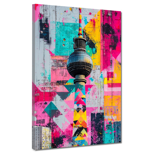 Wandbild Städte Pop Art Berlin Fernsehturm bunt urban