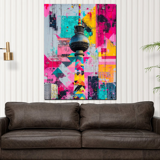 Wandbild Städte Pop Art Berlin Fernsehturm bunt urban