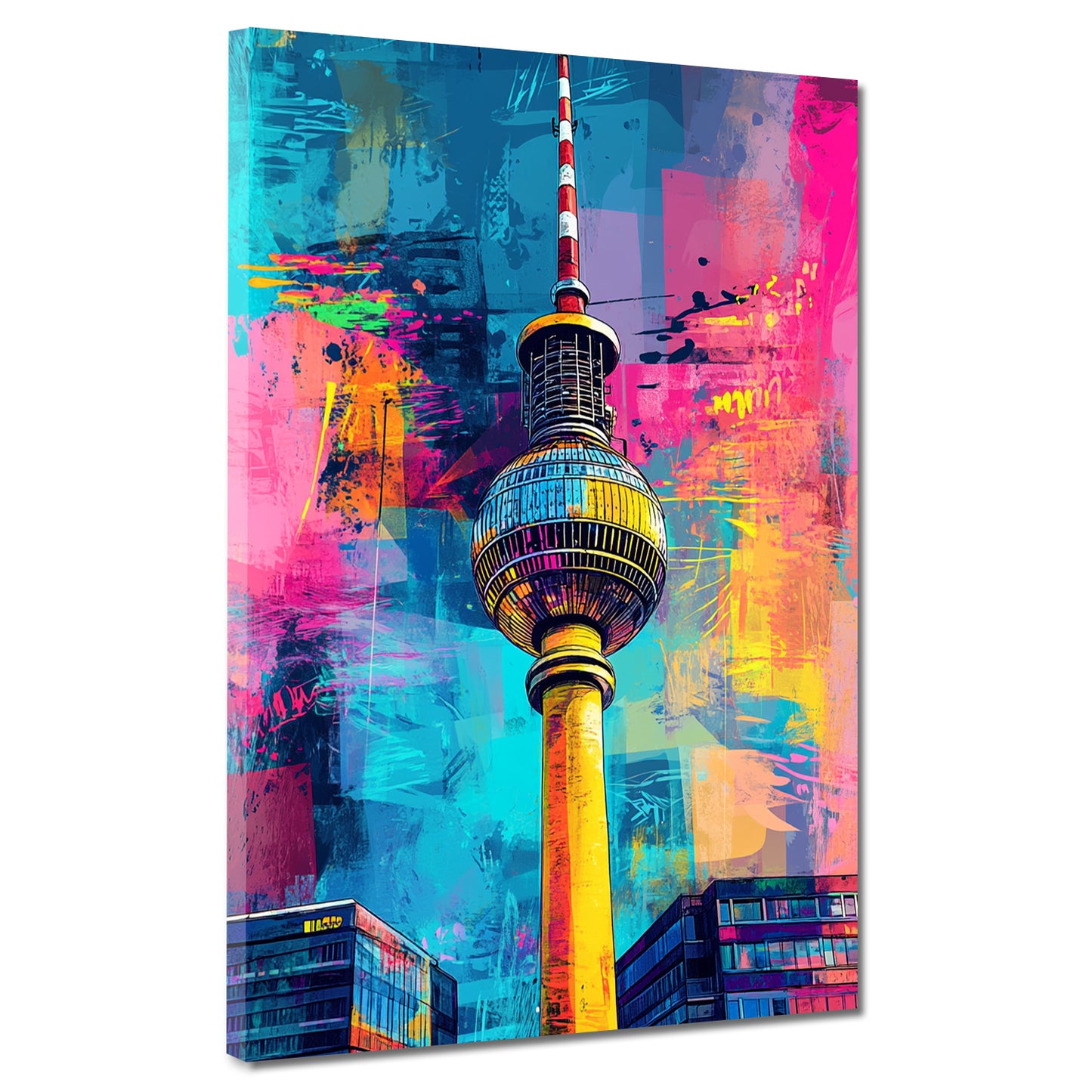 Wandbild Städte Pop Art Berlin Fernsehturm bunt