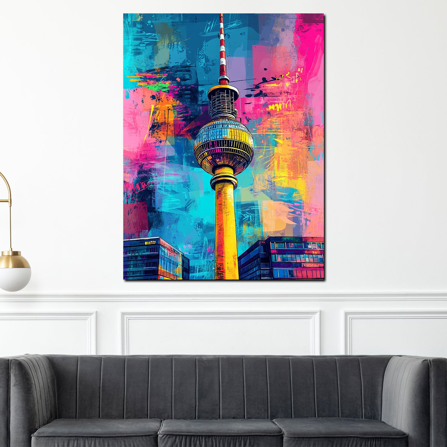 Wandbild Städte Pop Art Berlin Fernsehturm bunt