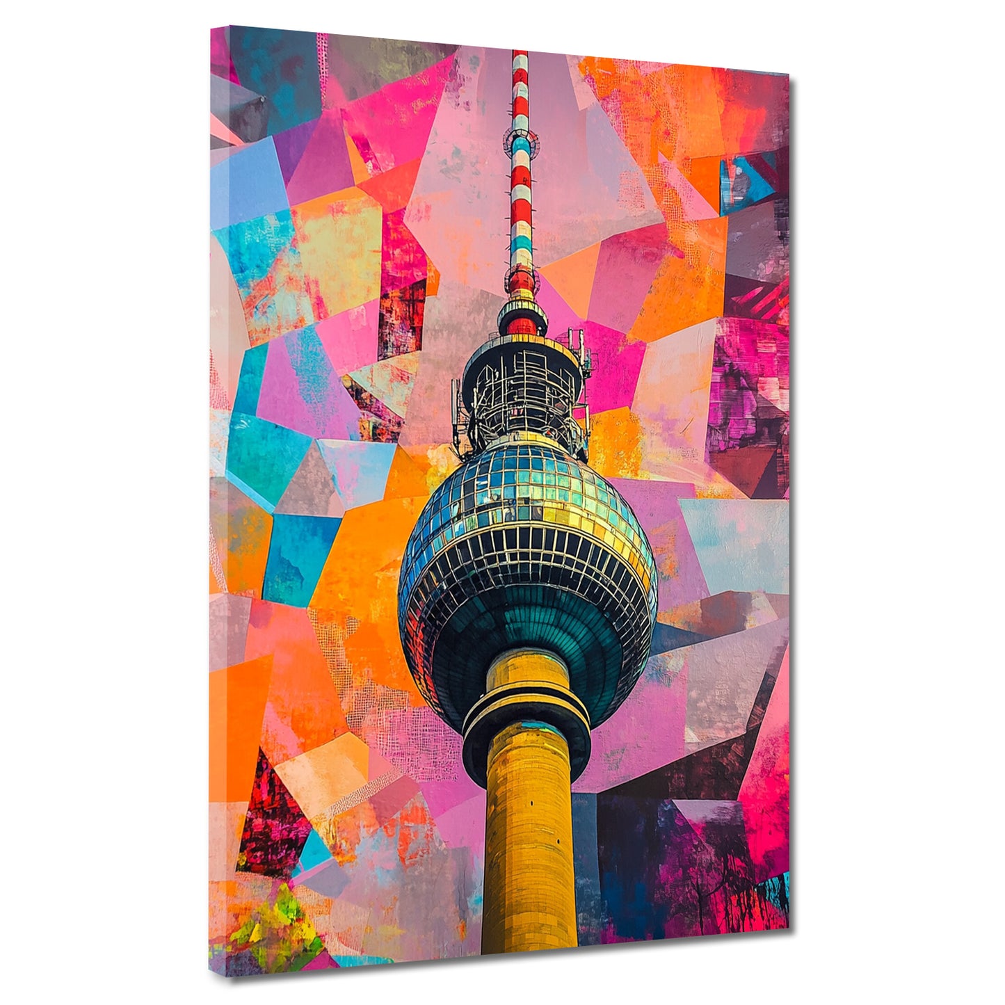 Wandbild Städte Pop Art Berlin Fernsehturm farbenfroh geometrisch abstrakt