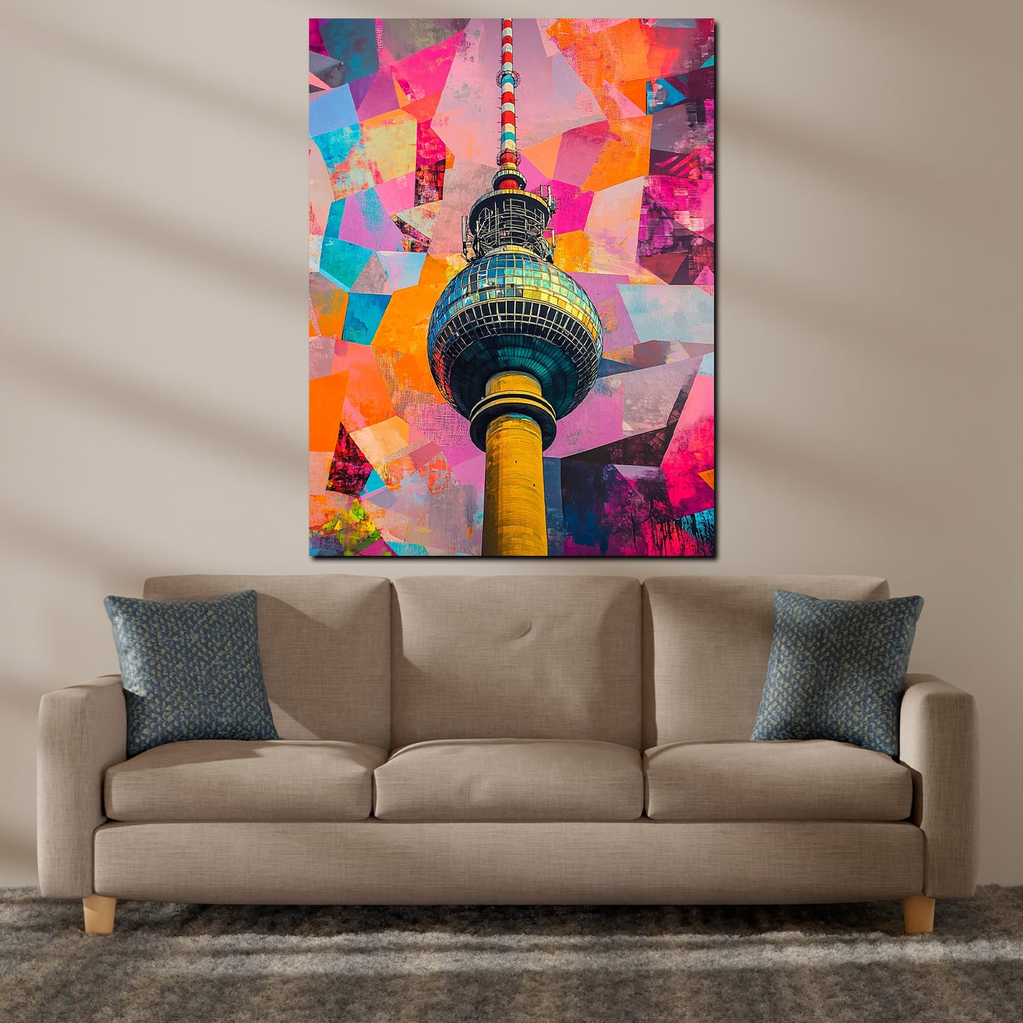 Wandbild Städte Pop Art Berlin Fernsehturm farbenfroh geometrisch abstrakt