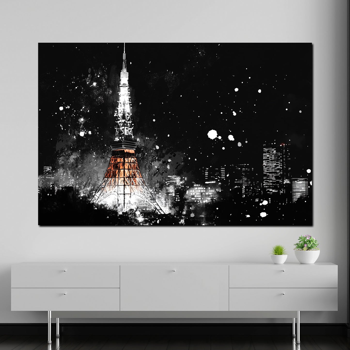 Wandbild Städte Tokio Tower Nacht Skyline Lichtspiel
