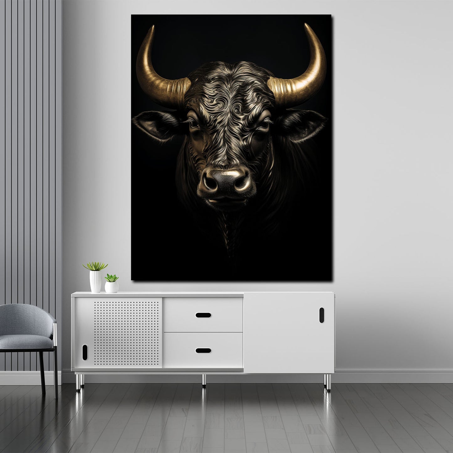 Wandbild Stier Black Style