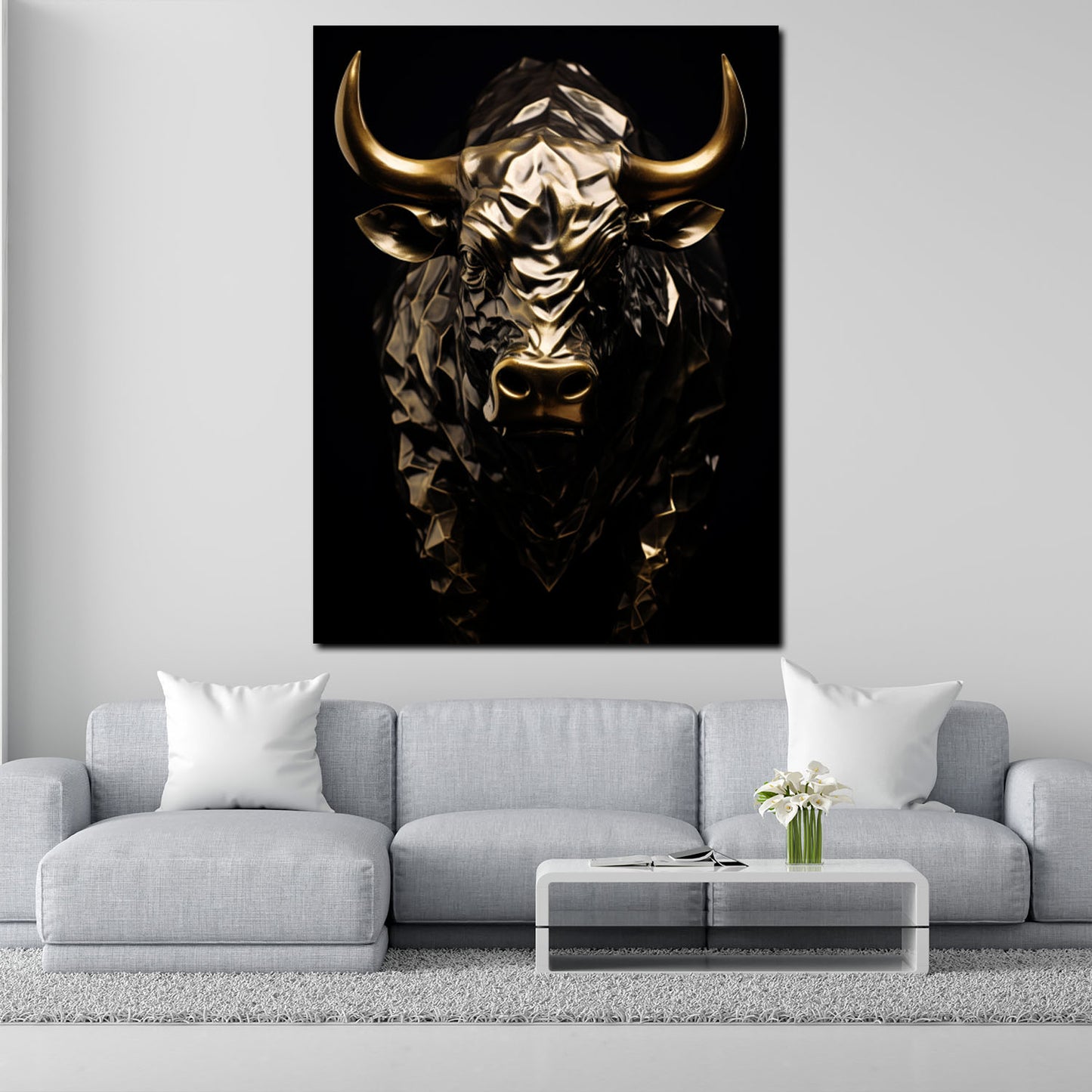 Wandbild Stier Gold Style