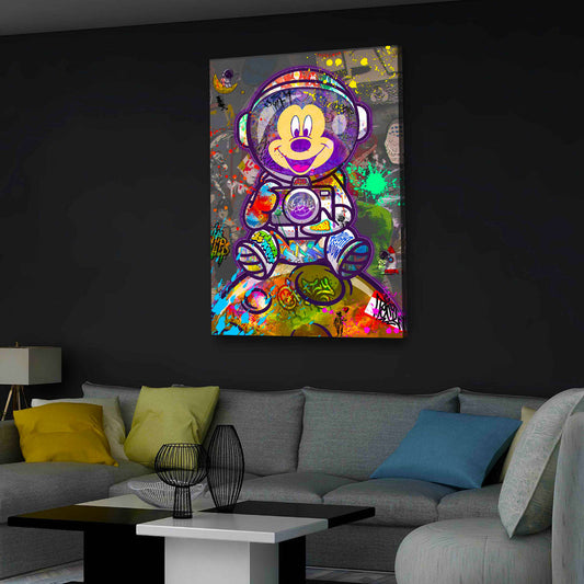 Street Art Comic Maus Astronaut Wandbild im Raum