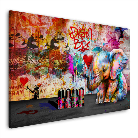 Wandbild Street Art Elefant mit Spraydosen Graffiti Style