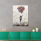 Wandbild Street Art Junge abstrakt mit Luftballons