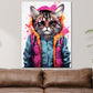 Wandbild Street Art Katze im Hoodie mit Sonnenbrille