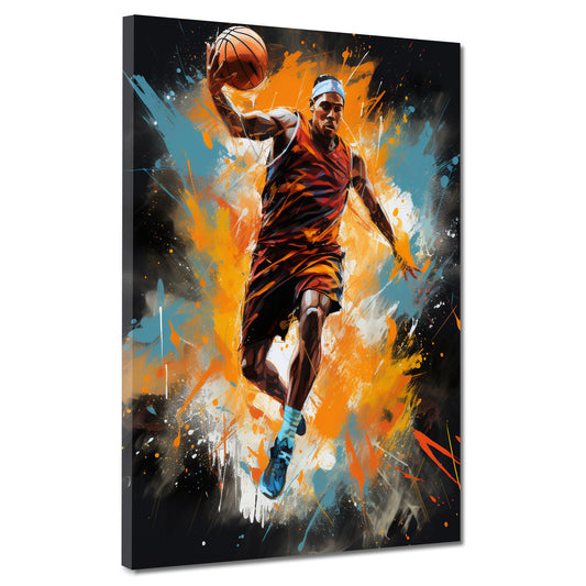 Wandbild Street Art Mann mit Basketball Painting Style