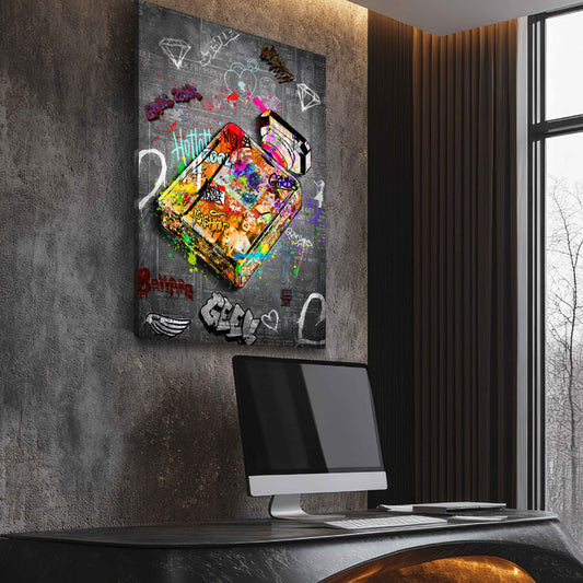 Wandbild Street Art Parfüm Ikonen Fashion modern bunt