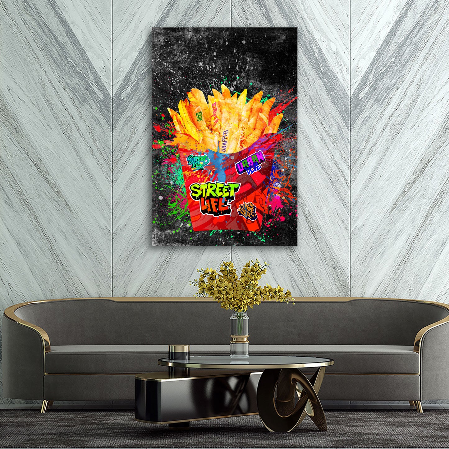 Wandbild Street Art Pommes Graffiti Pop Art