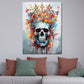 Wandbild Street Art Totenkopf mit Blumenkrone