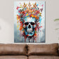 Wandbild Street Art Totenkopf mit Blumenkrone