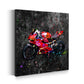Wandbild Street Art rotes Motorrad Colour Splash