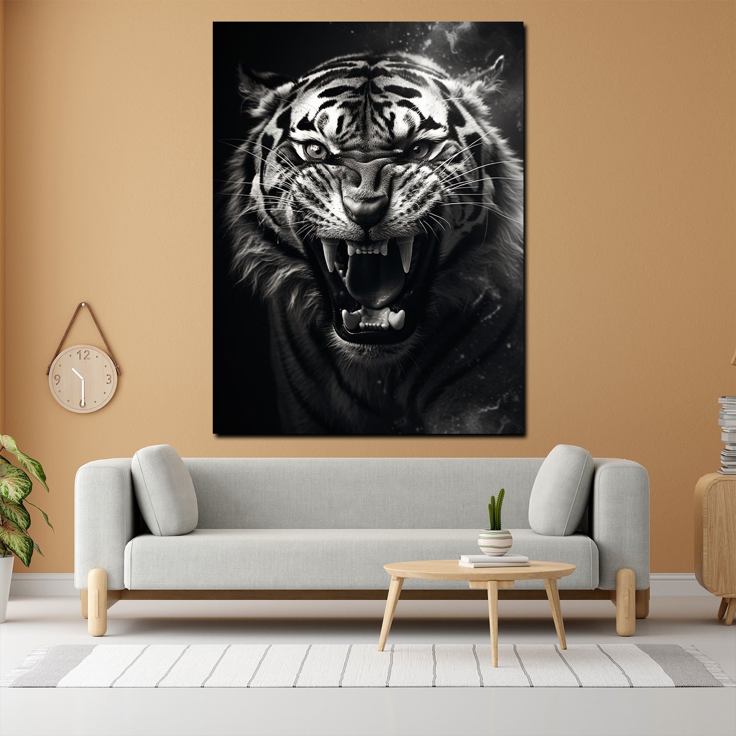 Wandbild Tiger schwarz weiß