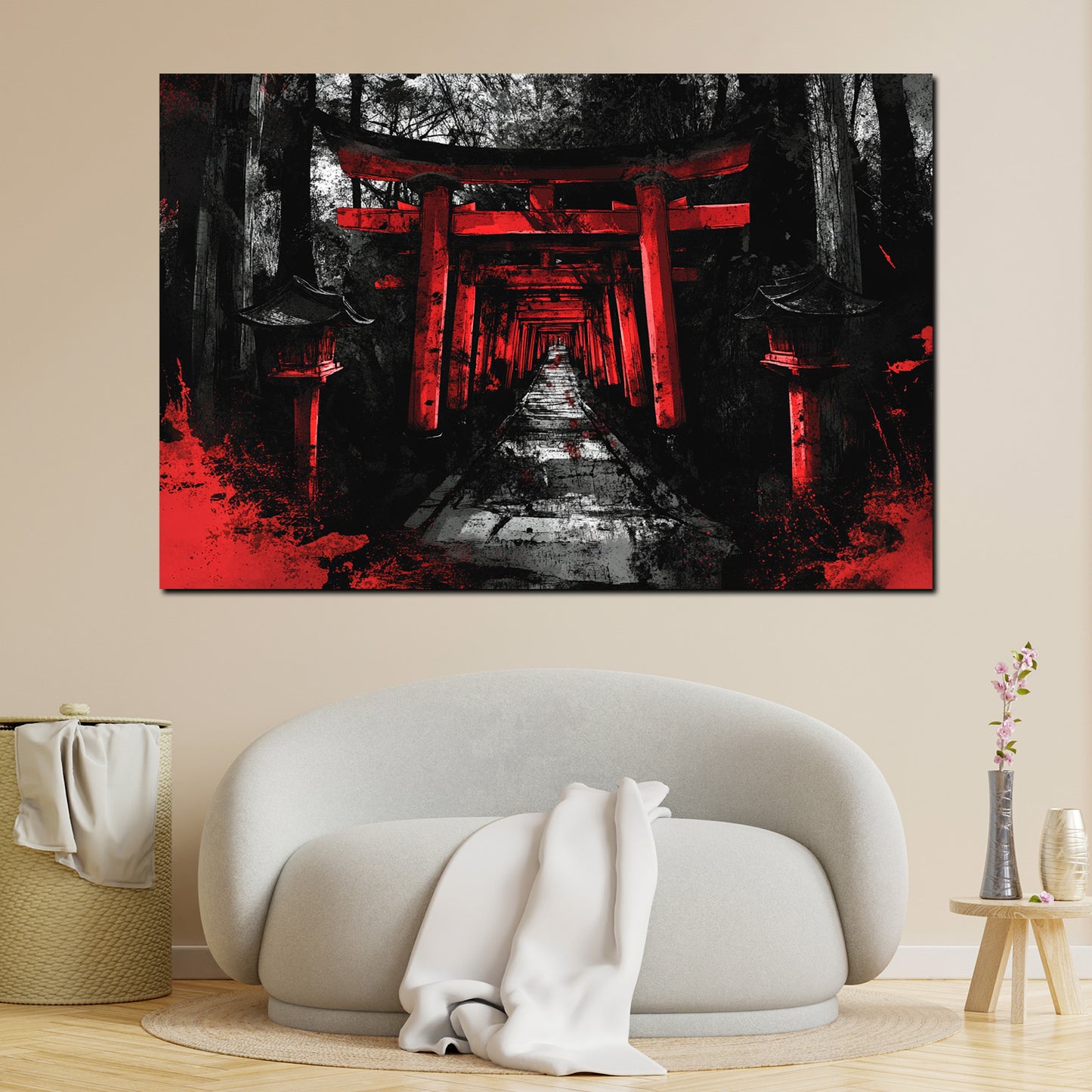 Wandbild Torii Japanischer Tempelweg rot schwarz mystisch