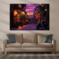 Wandbild Toskana Sommerabend Vespa Lichter romantische Gasse