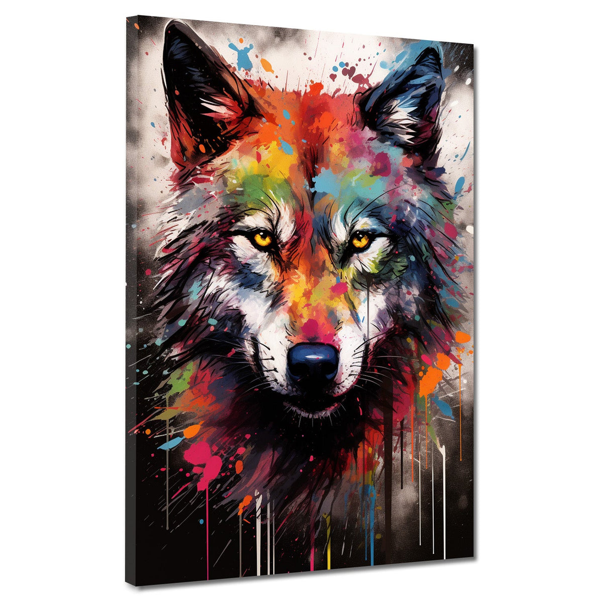 Wolf Pop Art Splatter – Wandbild