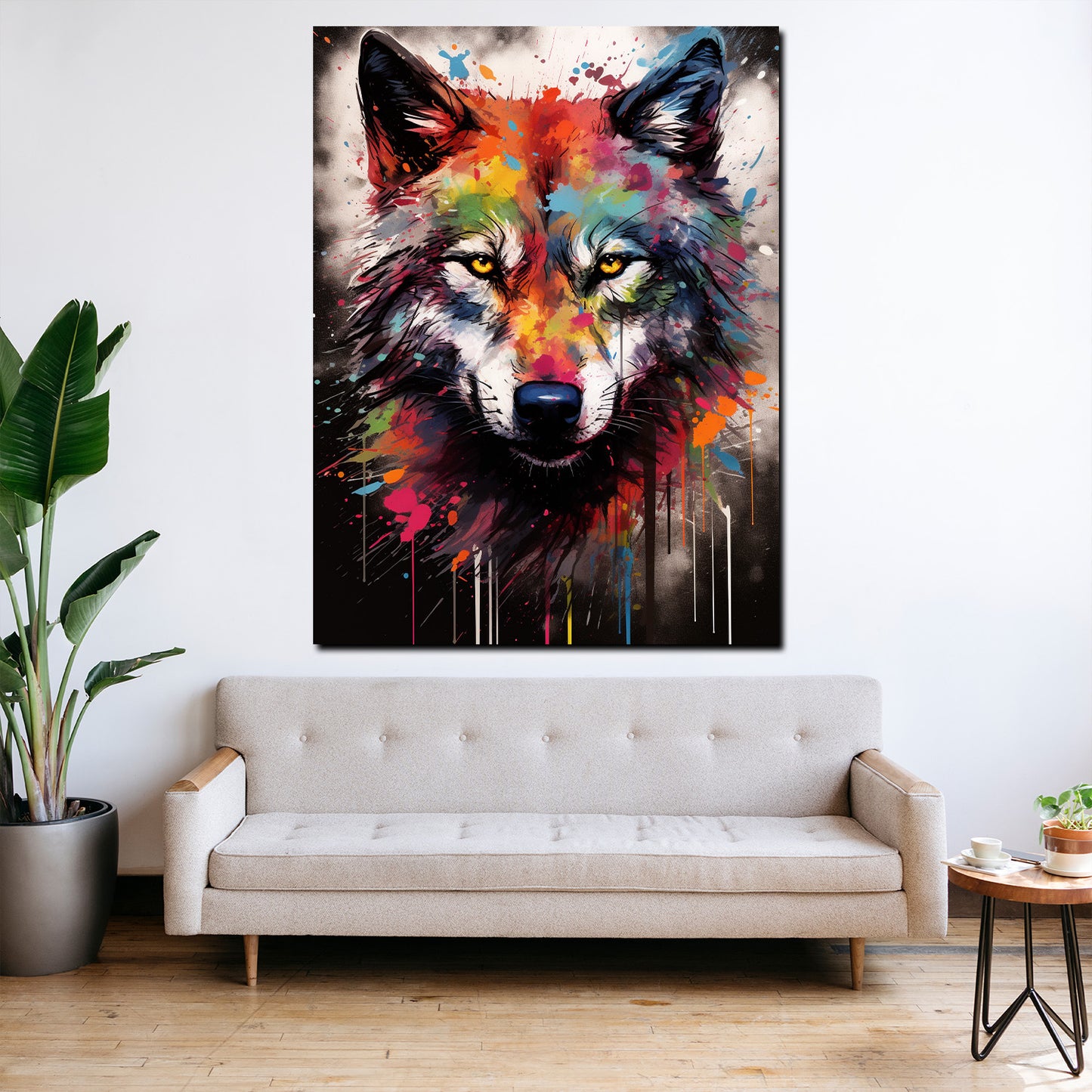 Wandbild Wolf Pop Art abstrakt splatter