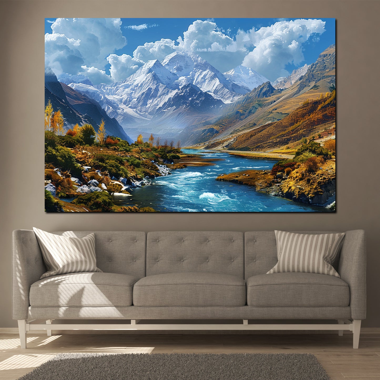 Wandbild Wunderschöne Landschaft mit Fluss